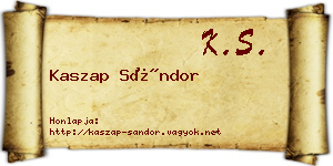 Kaszap Sándor névjegykártya